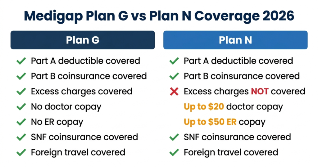 medigap plan g vs plan n coverage comparison 2026