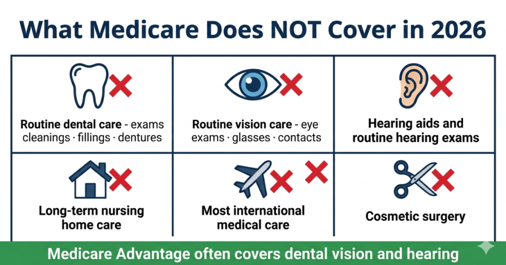 what medicare does not cover 2026 coverage gaps