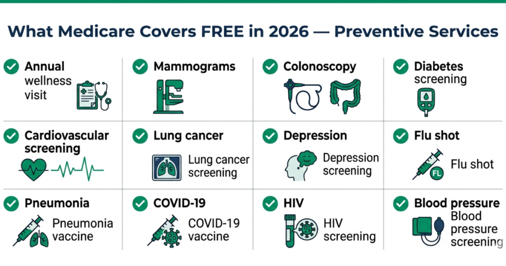what medicare covers free preventive services 2026