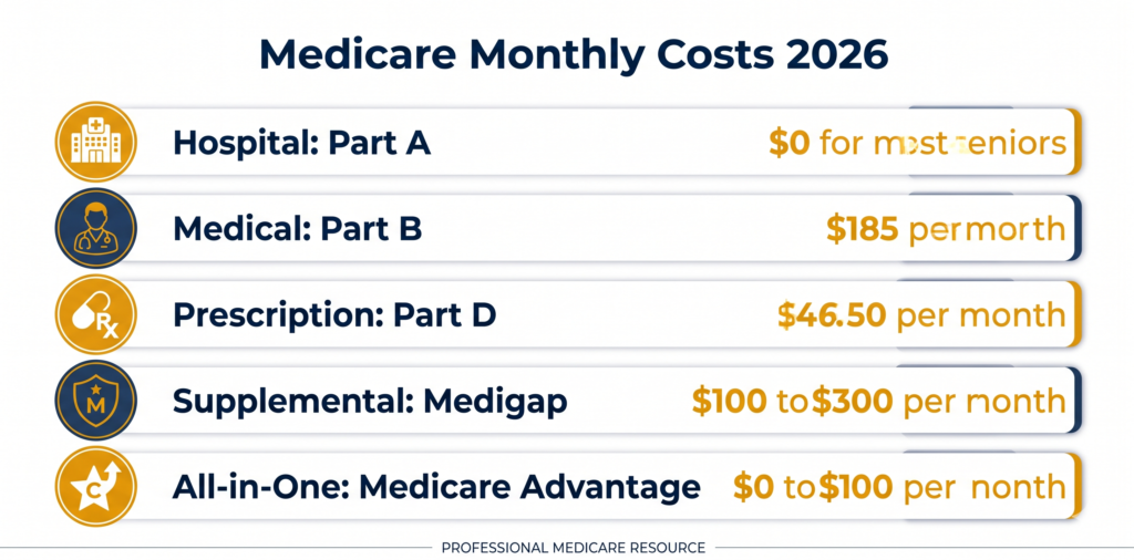 how much does medicare cost per month 2026 complete breakdown