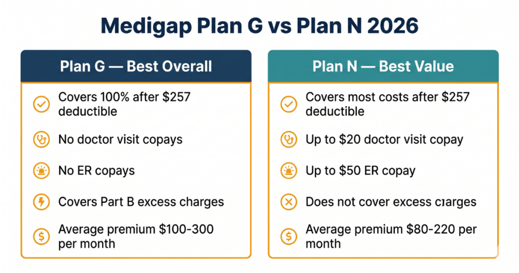medigap plan g vs plan n comparison 2026