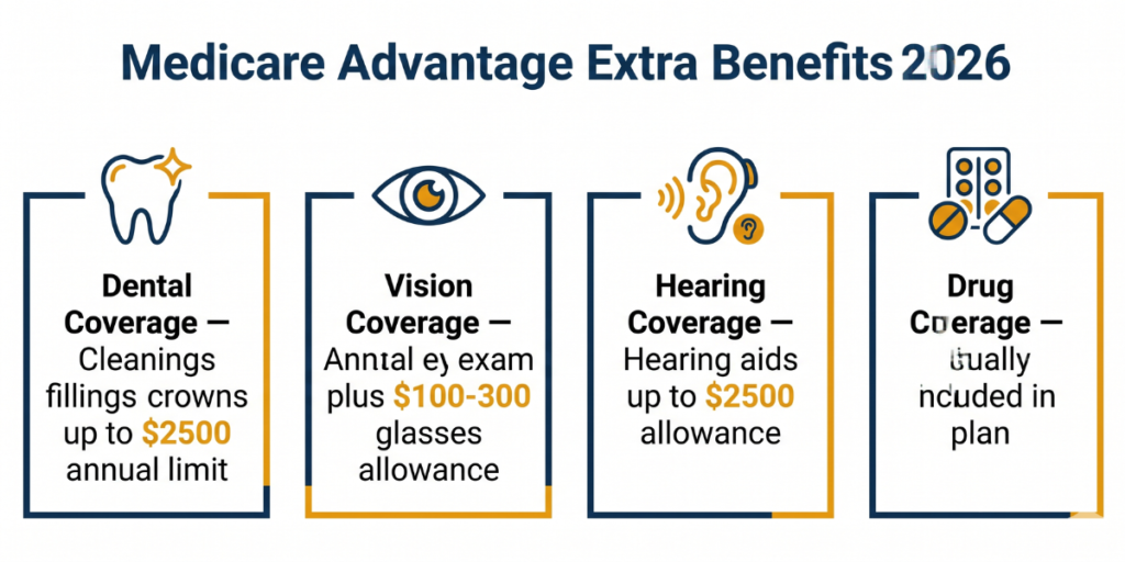 medicare advantage dental vision hearing coverage 2026