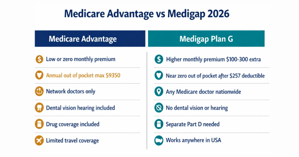 medicare advantage vs medigap comparison chart 2026