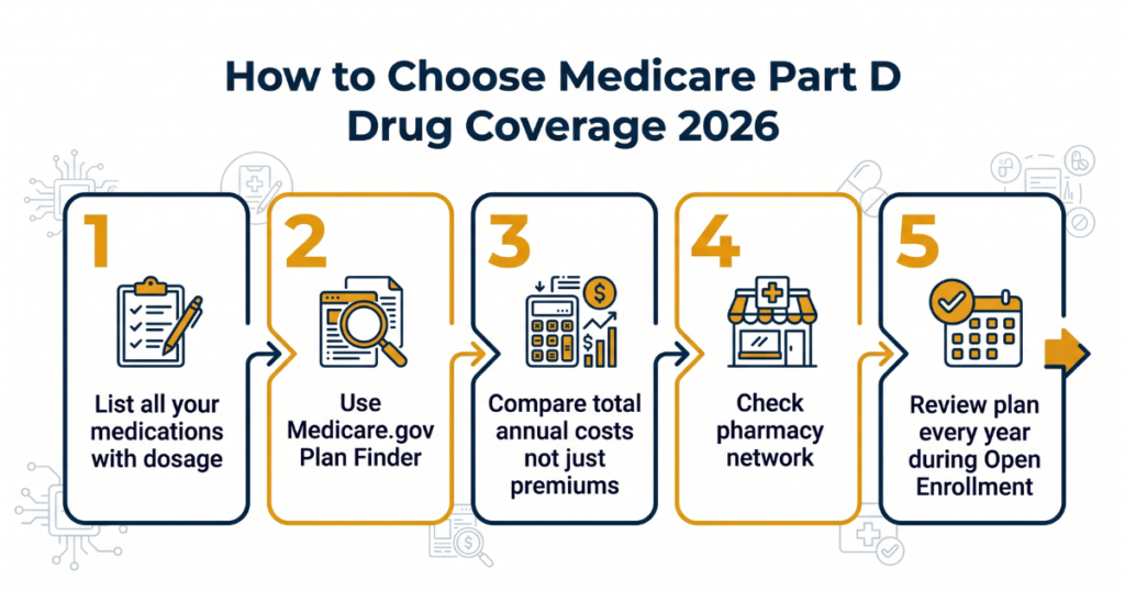 how to choose medicare part d drug coverage plan 2026