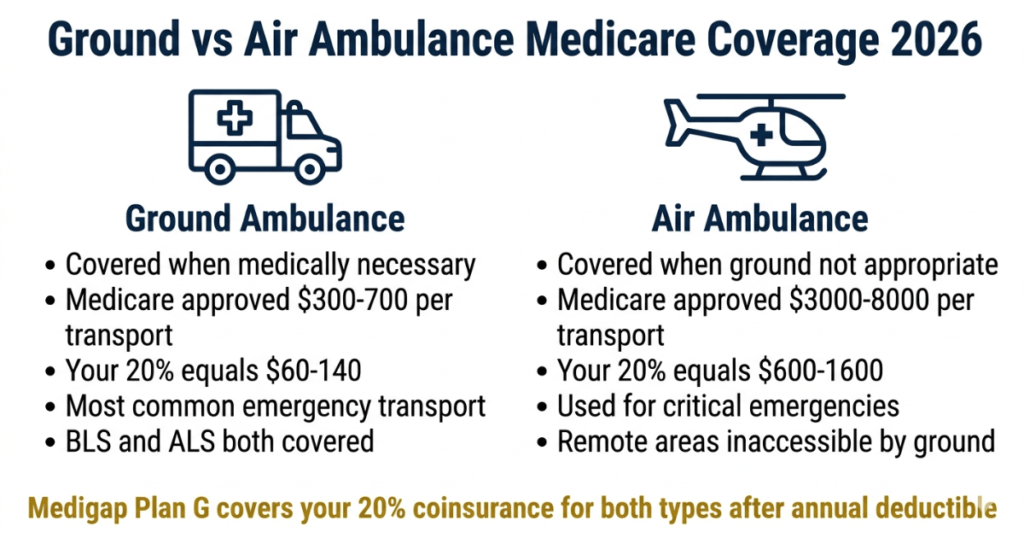ground vs air ambulance medicare coverage 2026 cost comparison