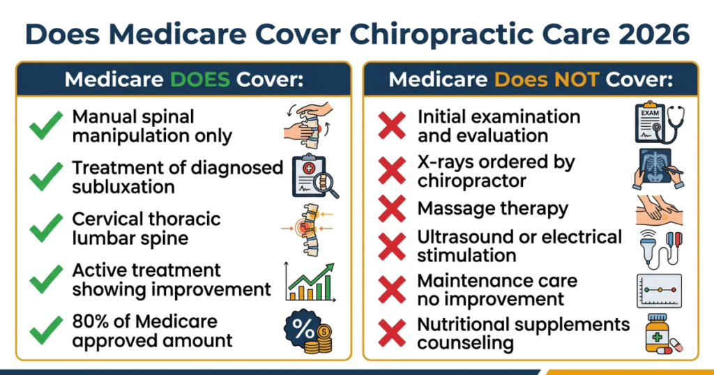 what medicare covers for chiropractic care 2026 covered and not covered