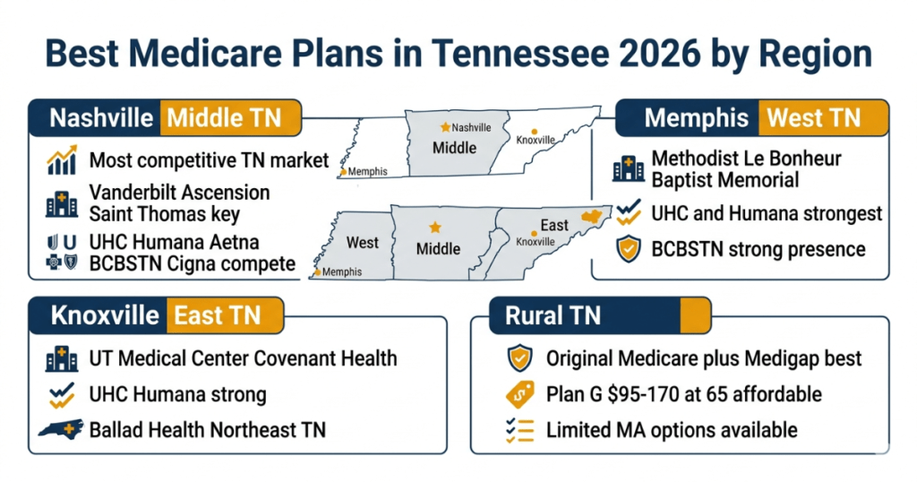 best medicare plans tennessee 2026 by region nashville memphis knoxville rural