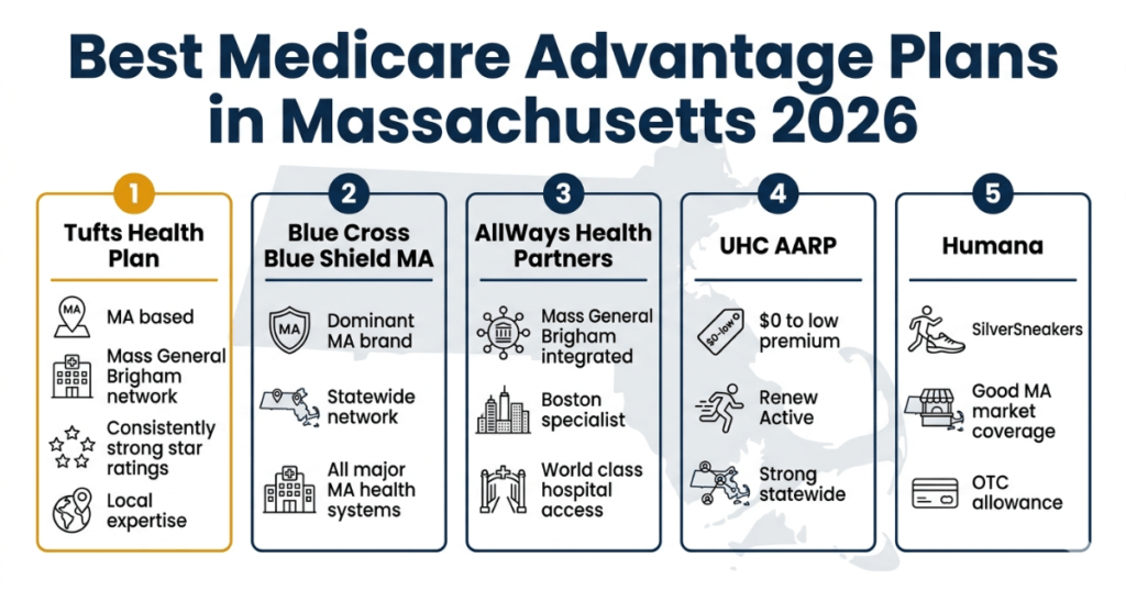 best medicare advantage plans massachusetts 2026 tufts bcbsma allways uhc humana