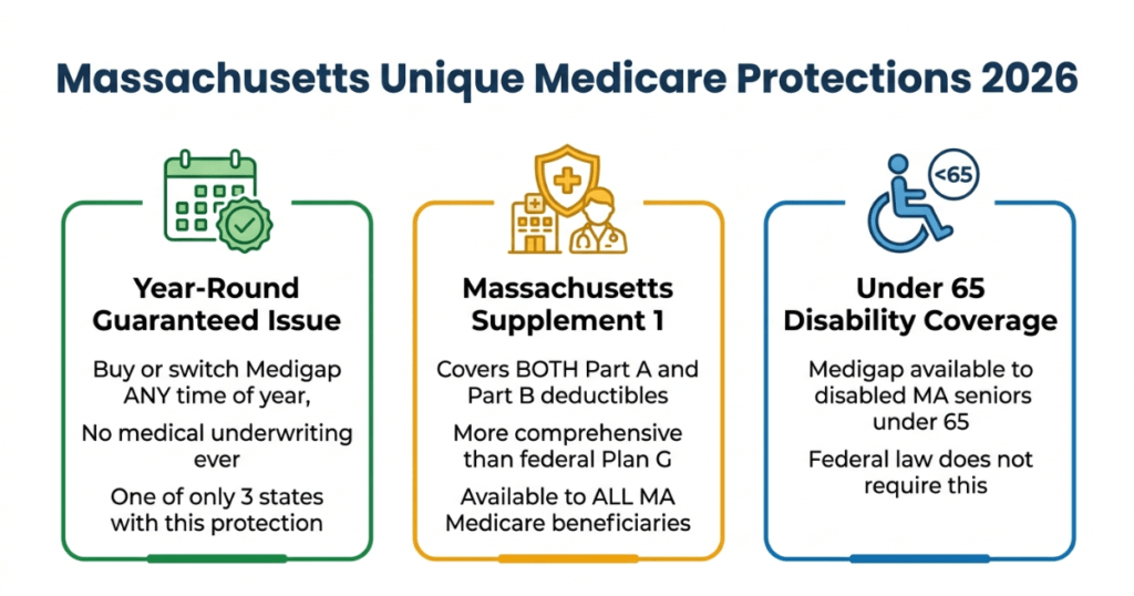 massachusetts unique medicare protections 2026 guaranteed issue supplement 1