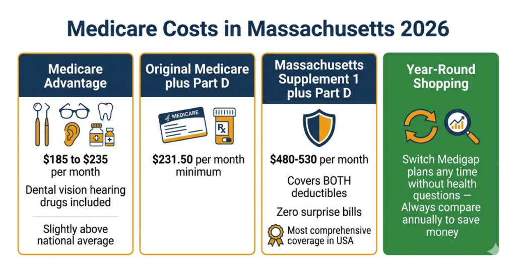 medicare costs massachusetts 2026 advantage supplement 1 part d comparison