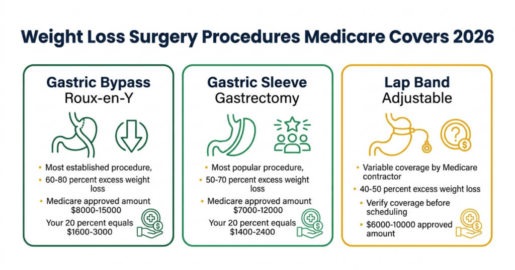 weight loss surgery procedures medicare covers 2026 gastric bypass sleeve lap band