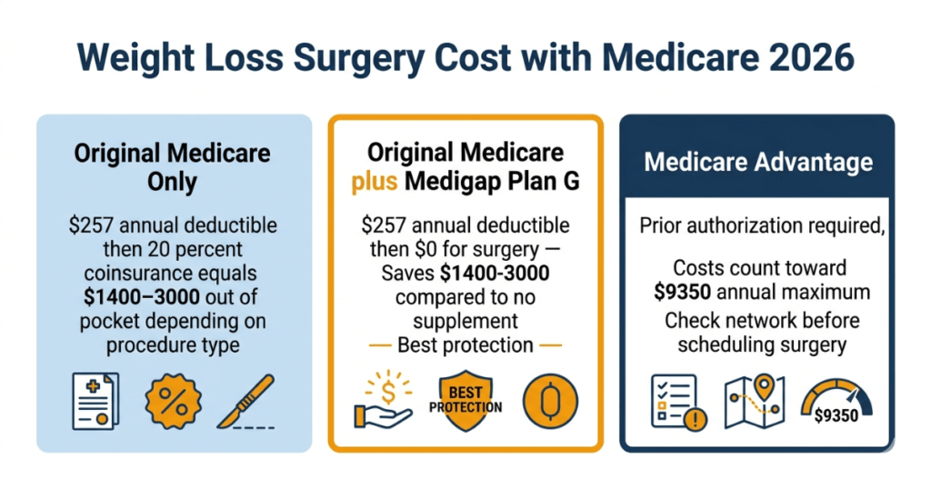 weight loss surgery cost with medicare 2026 original medigap advantage comparison