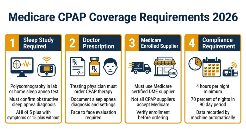 medicare cpap coverage requirements 2026 sleep study prescription compliance