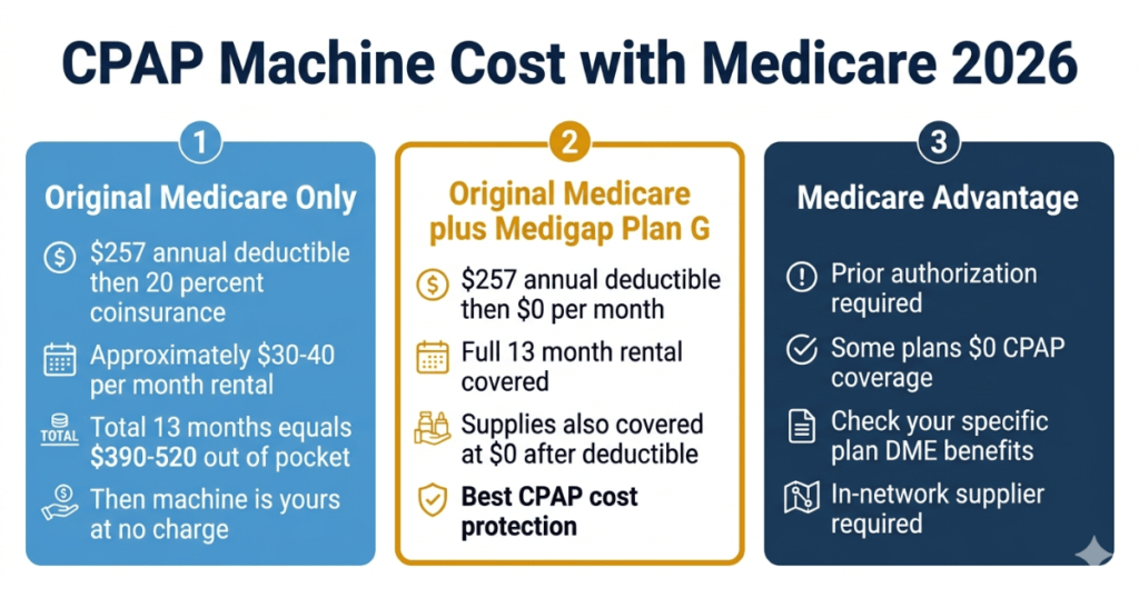 cpap machine cost with medicare 2026 original medigap plan g advantage comparison