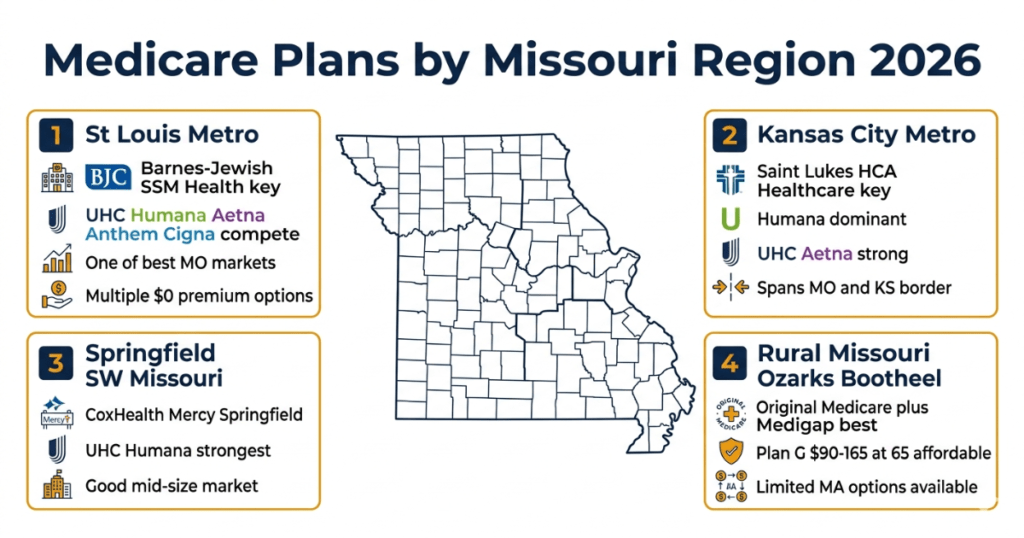 medicare plans missouri 2026 by region st louis kansas city springfield rural