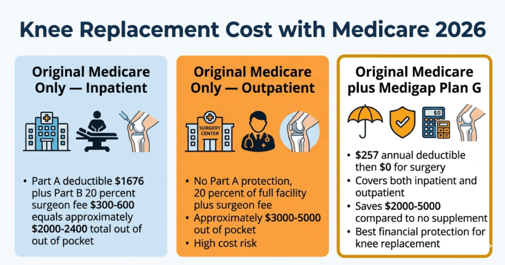 knee replacement cost with medicare 2026 inpatient outpatient medigap comparison