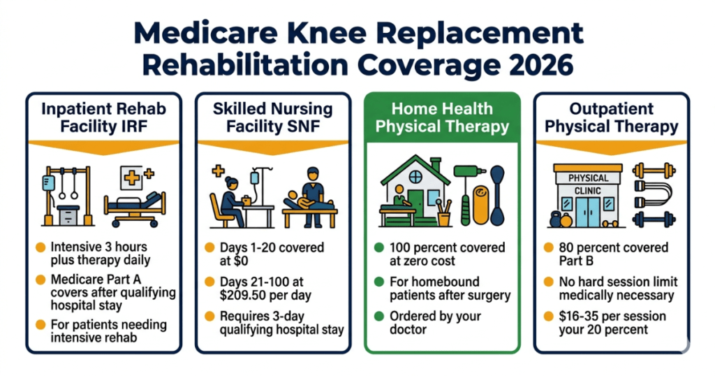 medicare knee replacement rehabilitation coverage 2026 snf home health outpatient