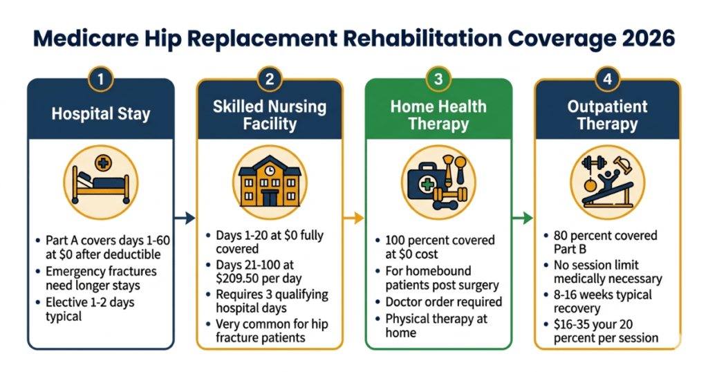 medicare hip replacement rehabilitation coverage 2026 snf home health outpatient