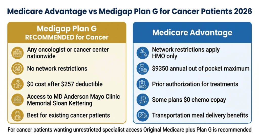 medicare advantage vs medigap plan g for cancer patients 2026 comparison