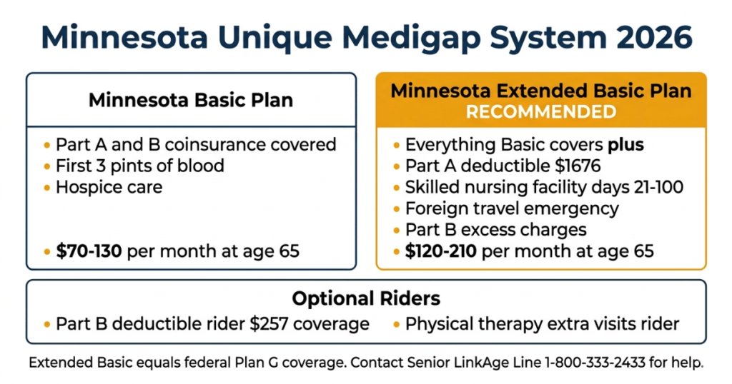 minnesota unique medigap system 2026 basic extended basic plan explained