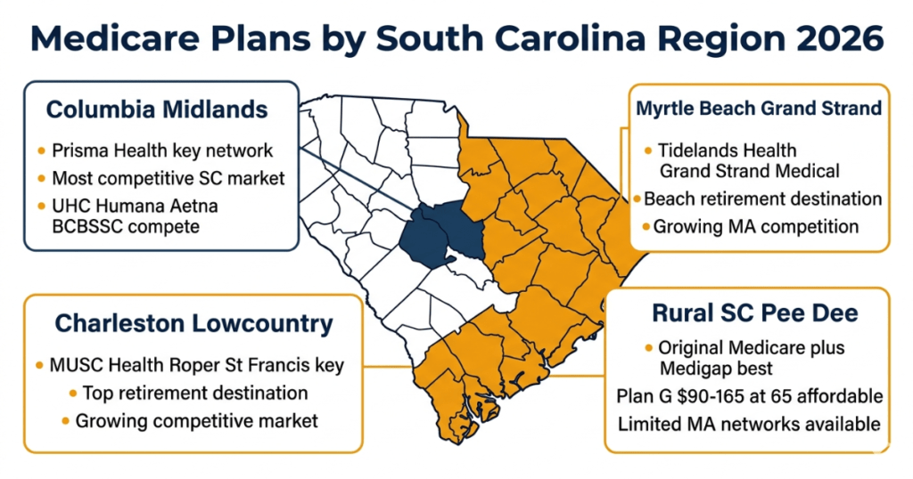 medicare plans south carolina 2026 by region columbia charleston myrtle beach rural