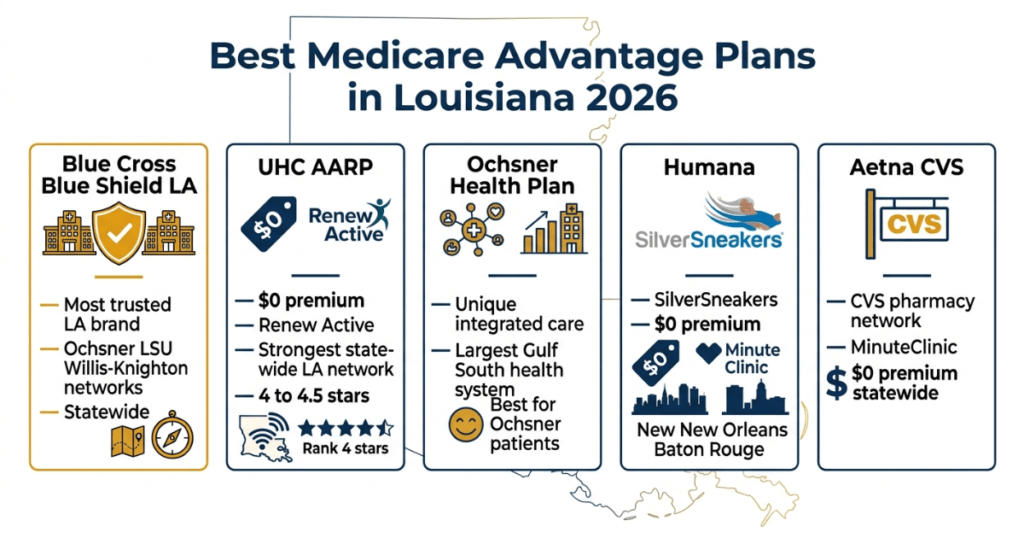 best medicare advantage plans louisiana 2026 bcbsla uhc ochsner humana aetna