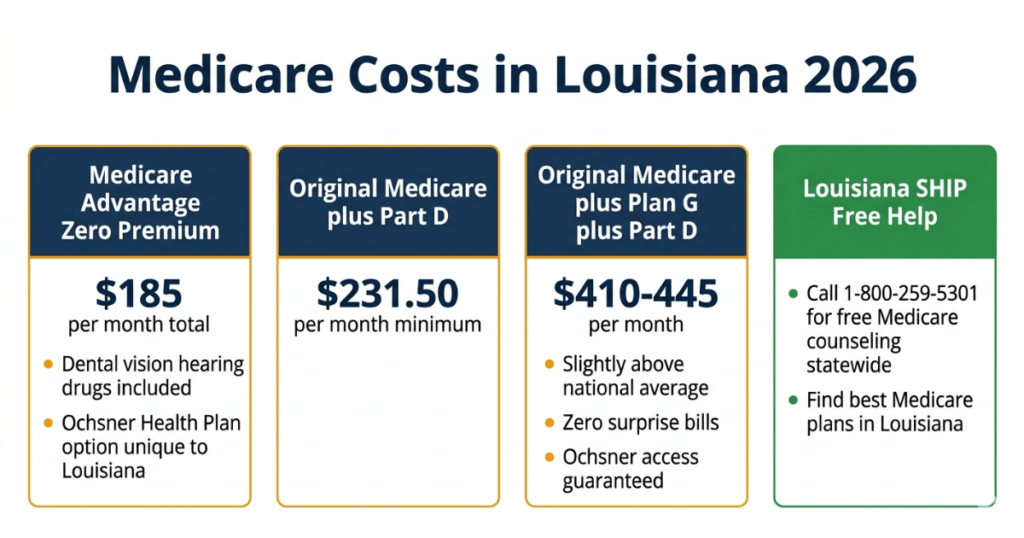 medicare costs louisiana 2026 best medicare plans advantage supplement part d