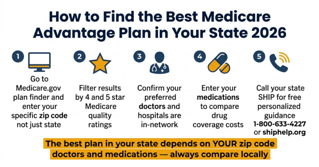 how to find best medicare advantage plan in your state 2026 step by step