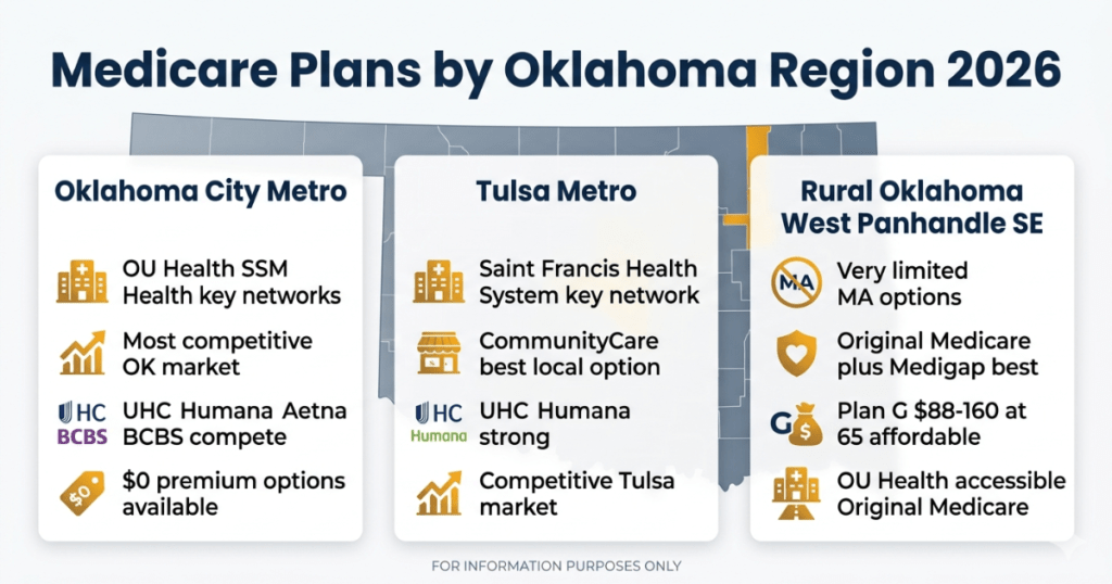medicare plans oklahoma 2026 by region oklahoma city tulsa rural comparison