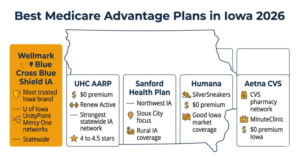 best medicare advantage plans iowa 2026 wellmark uhc sanford humana aetna
