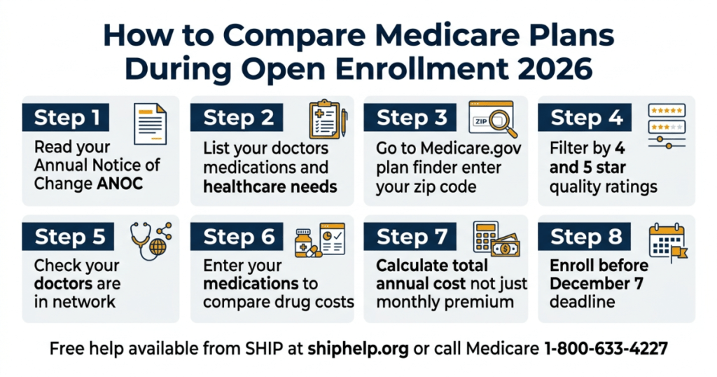 how to compare medicare plans during open enrollment 2026 step by step guide