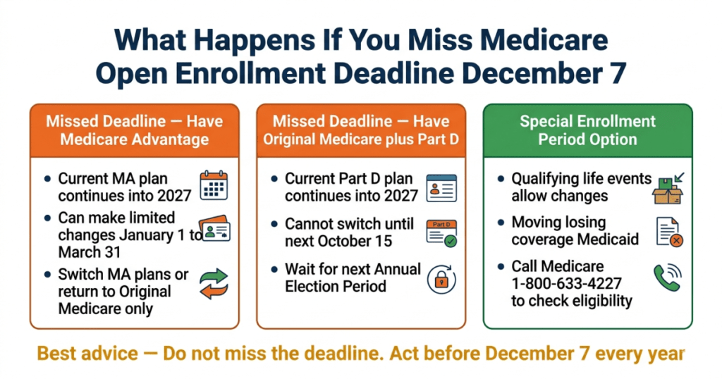 what happens if you miss medicare open enrollment deadline december 7 2026