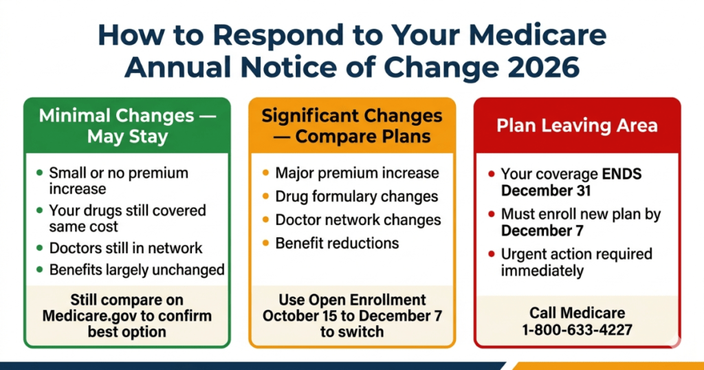 how to respond to medicare annual notice of change 2026 three action paths