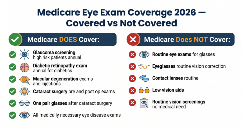 medicare eye exam coverage 2026 what is covered and not covered original medicare