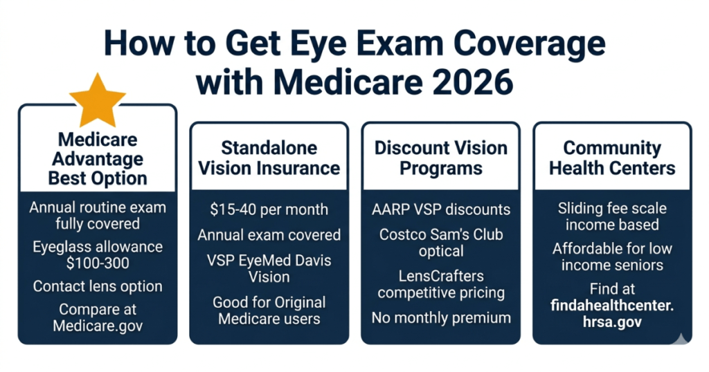 how to get eye exam coverage with medicare 2026 four options explained