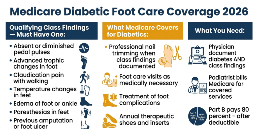 medicare diabetic foot care coverage 2026 class findings therapeutic shoes