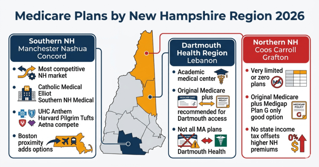 medicare plans new hampshire 2026 by region southern northern dartmouth health