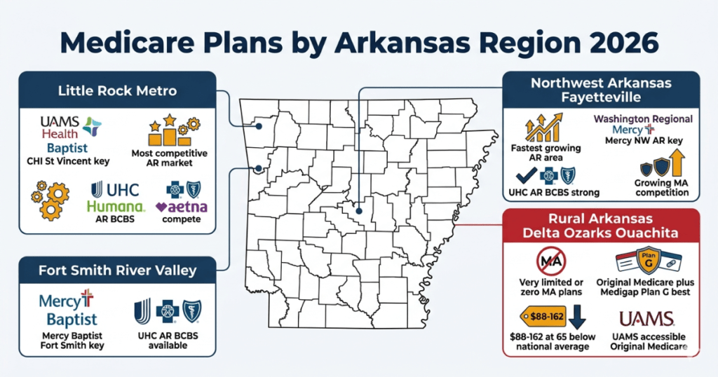 medicare plans arkansas 2026 by region little rock northwest fort smith rural