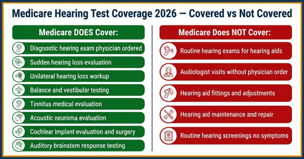 medicare hearing test coverage 2026 what is covered and not covered diagnostic routine