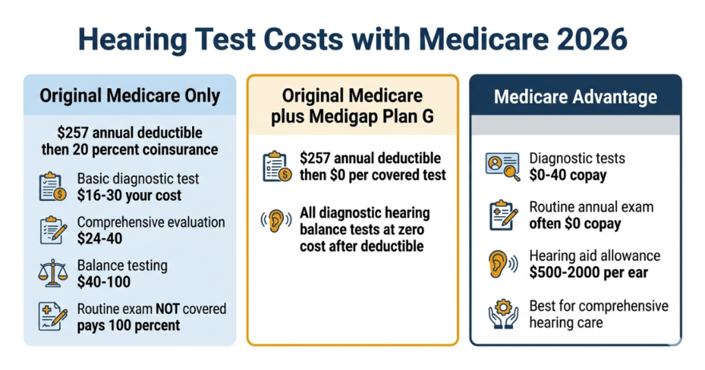 hearing test costs with medicare 2026 original medicare medigap advantage comparison