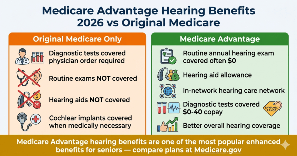 medicare advantage hearing benefits 2026 vs original medicare comparison