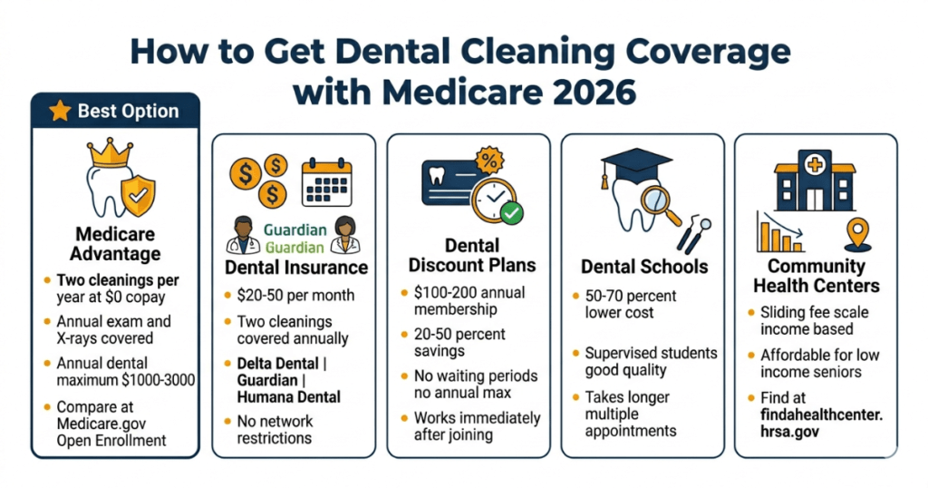 how to get dental cleaning coverage with medicare 2026 five options explained