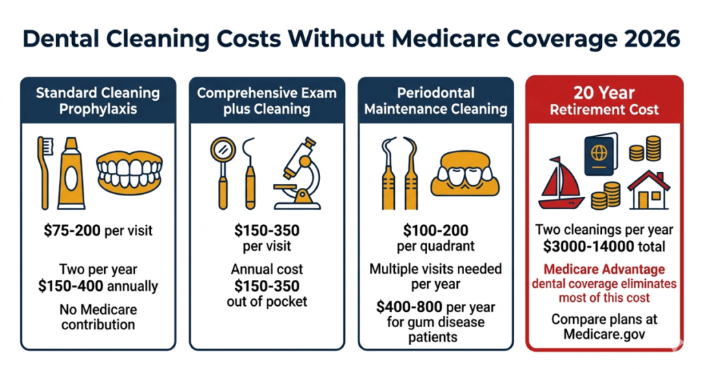 dental cleaning costs without medicare coverage 2026 out of pocket expenses