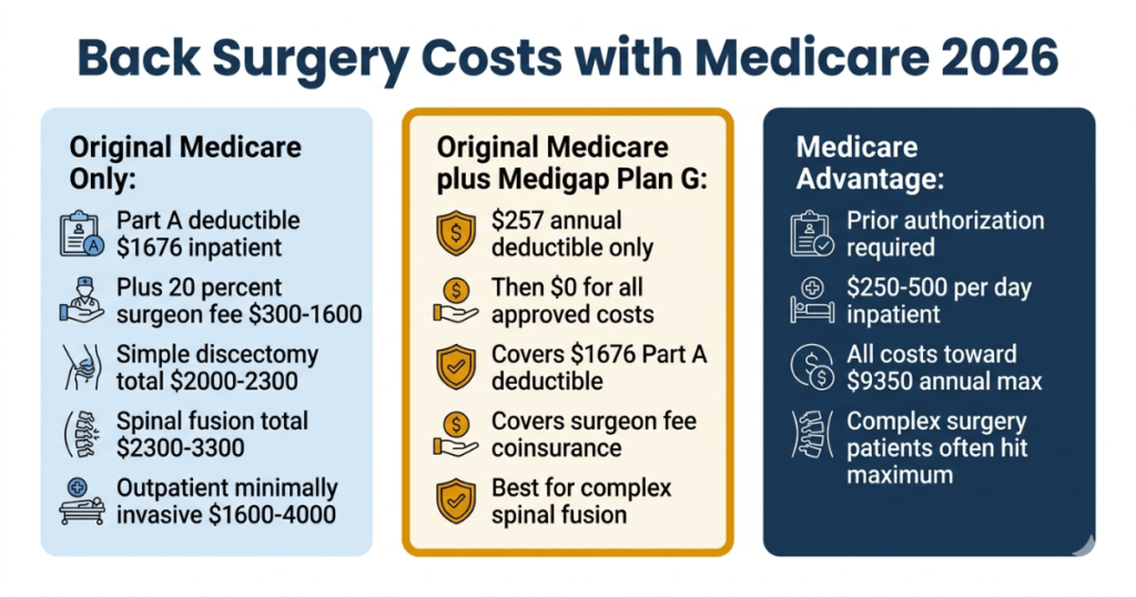back surgery costs with medicare 2026 discectomy fusion inpatient medigap advantage