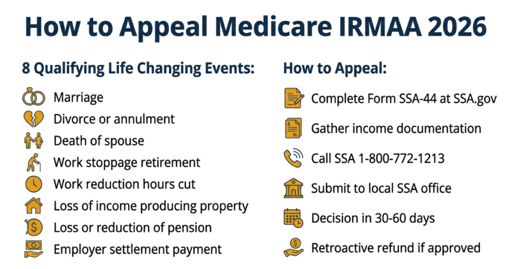how to appeal medicare irmaa 2026 qualifying life events form SSA-44 process