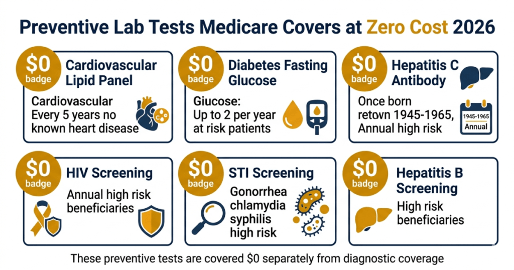 preventive lab tests medicare covers zero cost 2026 cardiovascular diabetes hepatitis HIV