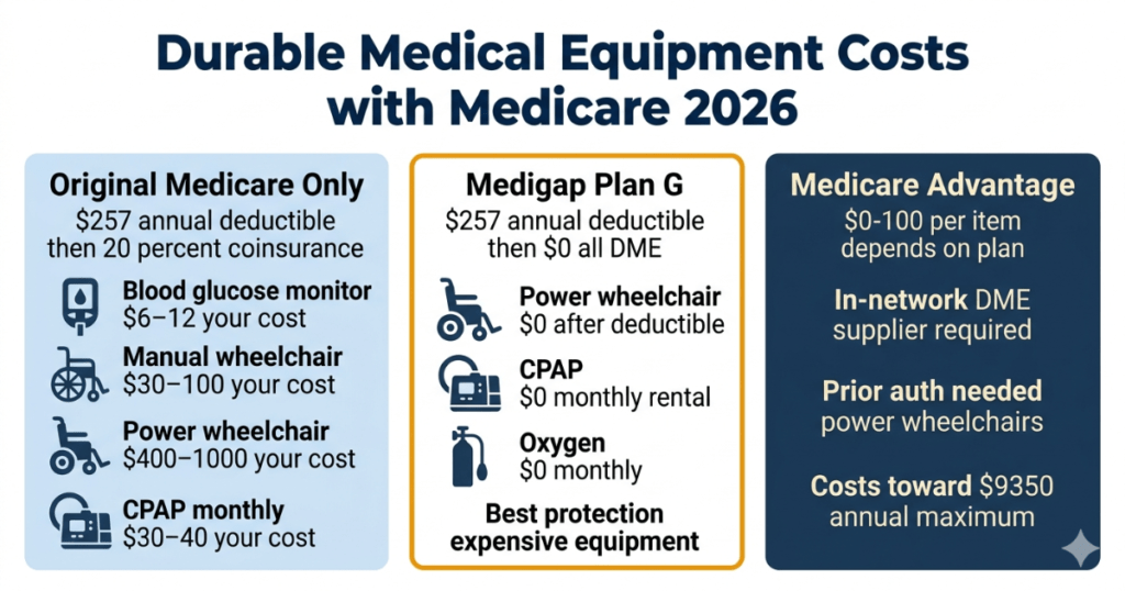 durable medical equipment costs with medicare 2026 original medicare medigap advantage