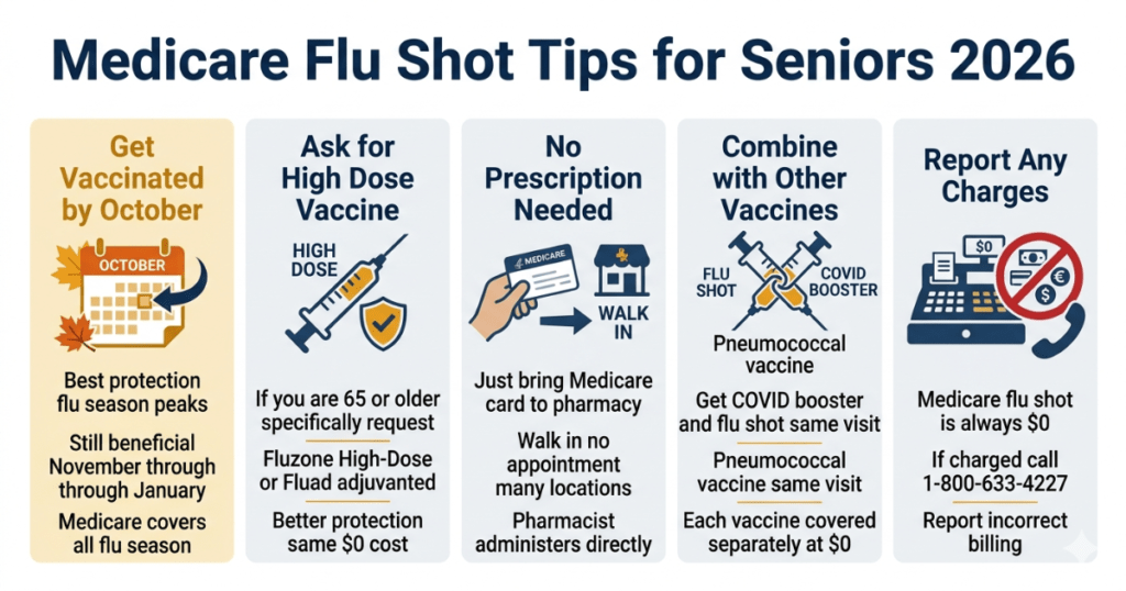 medicare flu shot tips for seniors 2026 high dose timing pharmacy no prescription