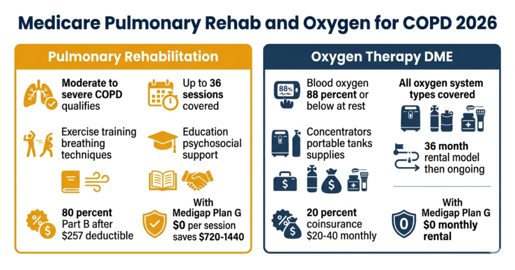 medicare pulmonary rehabilitation oxygen therapy COPD 2026 coverage costs medigap
