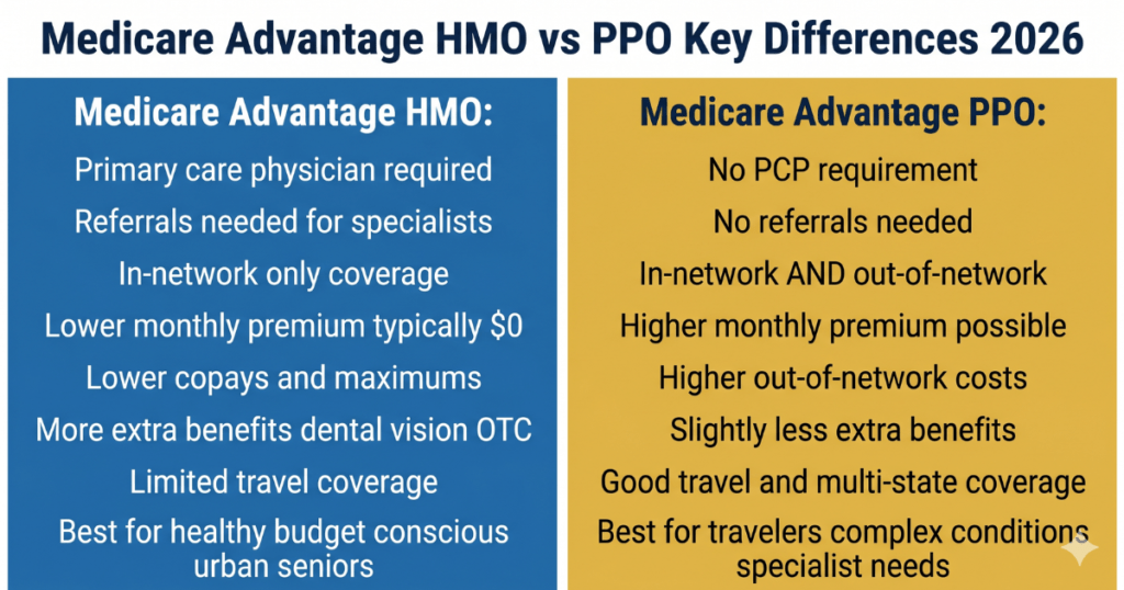 medicare advantage hmo vs ppo key differences 2026 side by side comparison